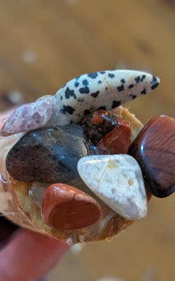 I put gems and crystals on the tip of the wand to focus magic through the gem power